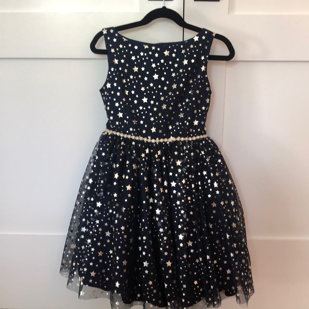 Pippa and Julie Girls size 6 navy and gold dress